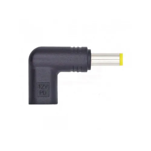 Adaptor alimentare 12V USB Type C mama la DC 5.5x2.1mm tata unghi 90° negru
