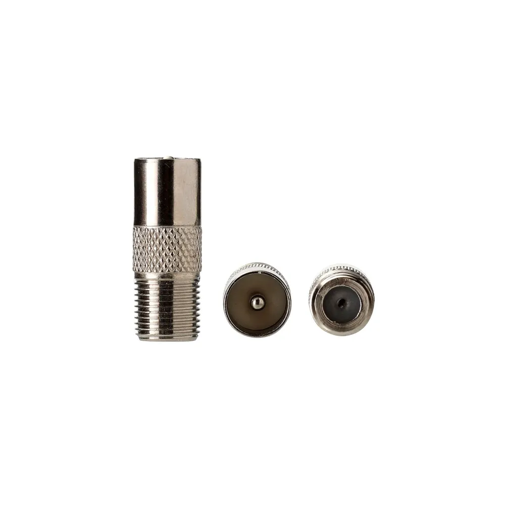 Adaptor cablu TV Lexman, coaxial, tip F, 9.52 mm, mama-tata, metal, argintiu