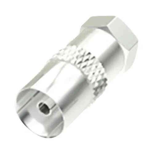 Adaptor metalic coaxial F -> IEC, pentru TV, rotund, fara ecranare