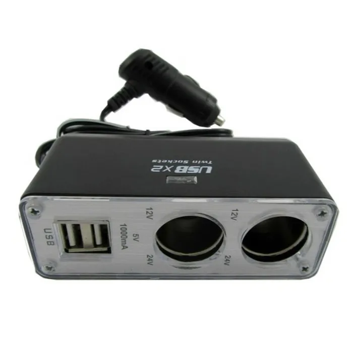 Adaptor priza auto, Carmax, 5949042303111, 2 porturi bricheta, 12 V / 24 V, 2 porturi USB, indicator LED