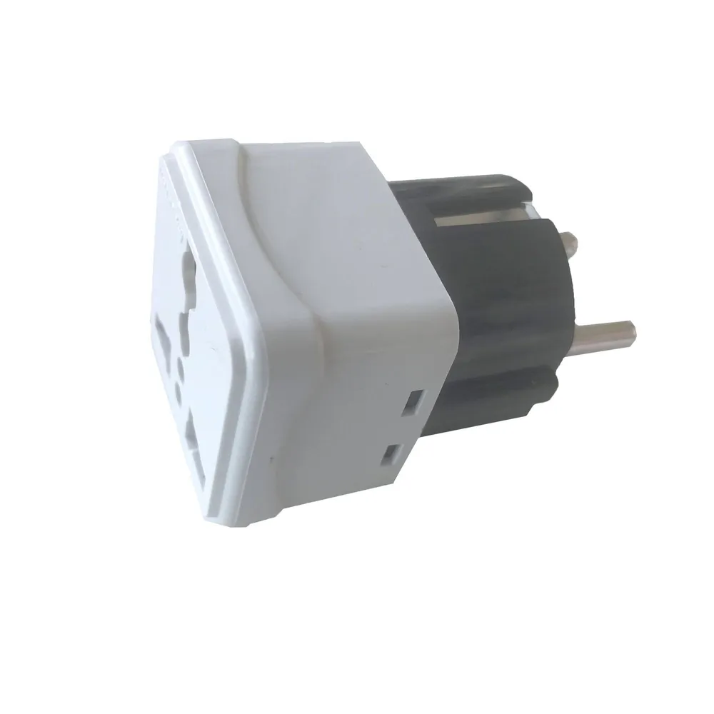 Adaptor universal schuko, iesire spate, plastic, alb