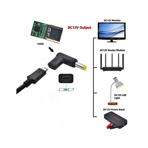 Adaptor USB Type C la DC 5.5x2.1mm 5V PD conversie alimentare MIV — imaginea 4