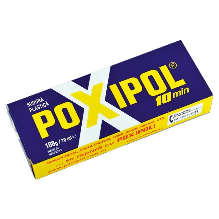 Adeziv bicomponent pentru metal, Poxipol 10 minute, gri, 70 ml