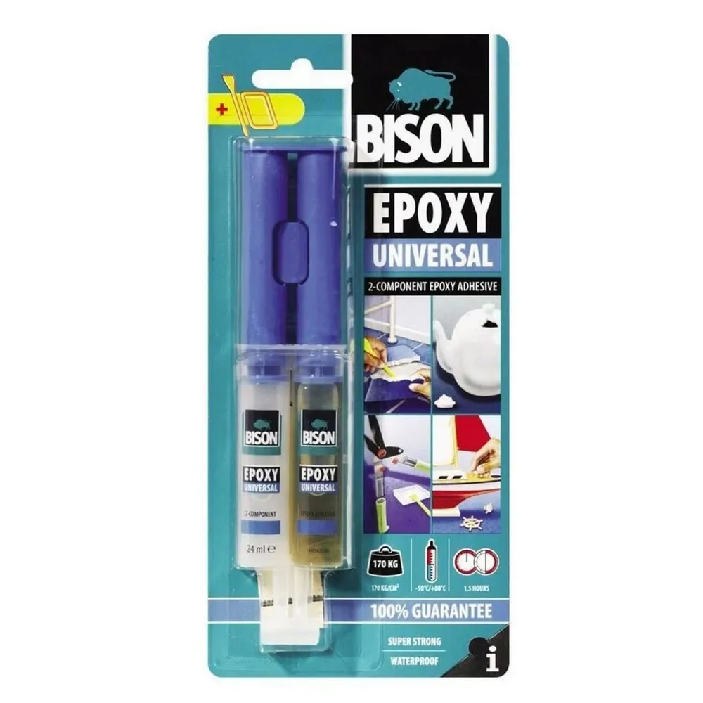 Adeziv bicomponent universal, Bison Epoxy Universal, transparent, 24 ml