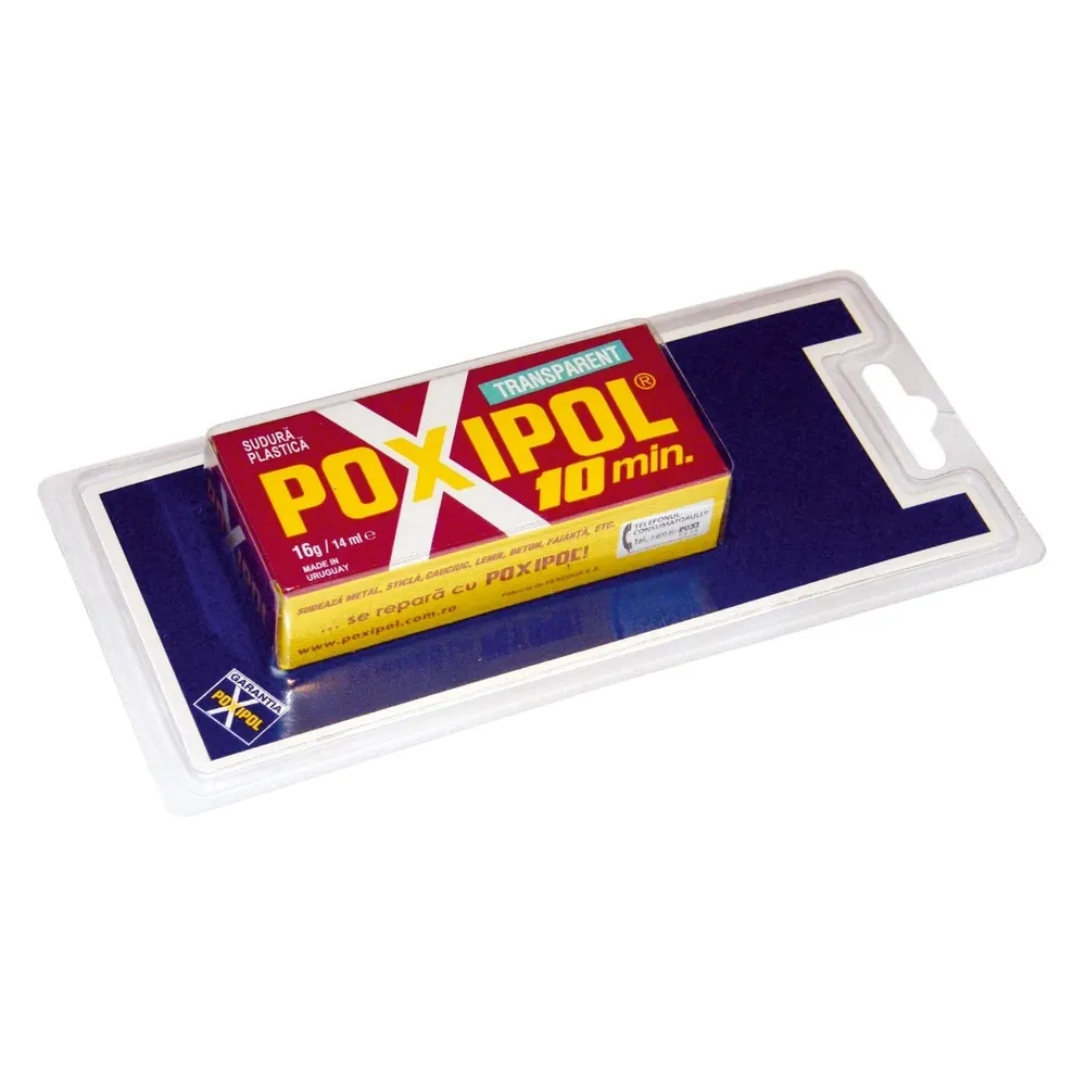 Adeziv bicomponent universal, Poxipol 10 minute, transparent, 14 ml