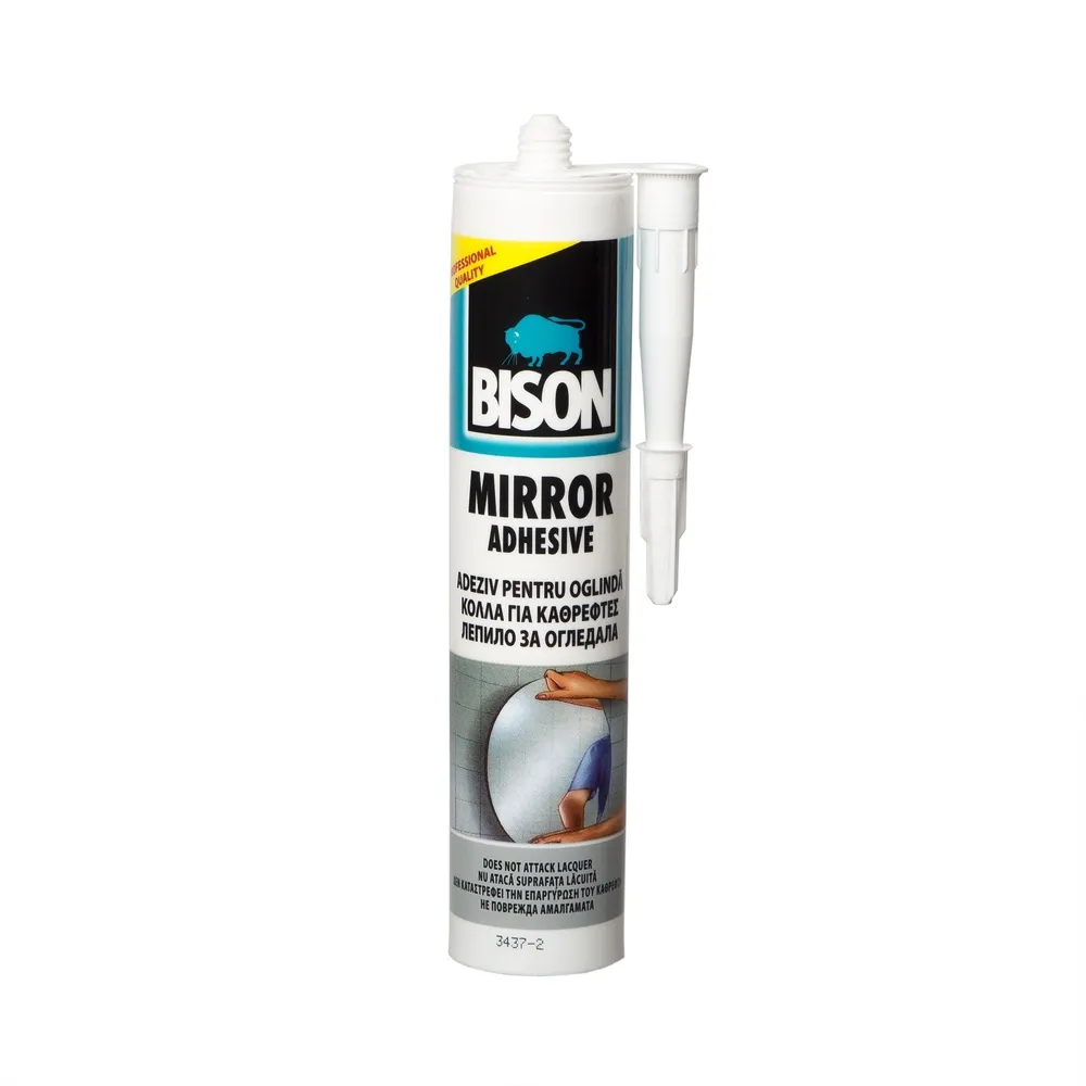 Adeziv Bison, de asamblare si montaj, pentru oglinzi, 430 g, alb
