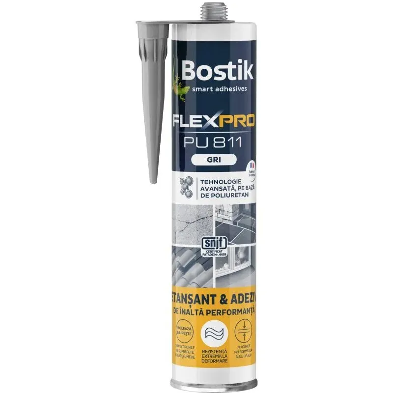Adeziv Bostik PU 811 FlexPro, 300 ml, gri, pentru asamblare si montaj