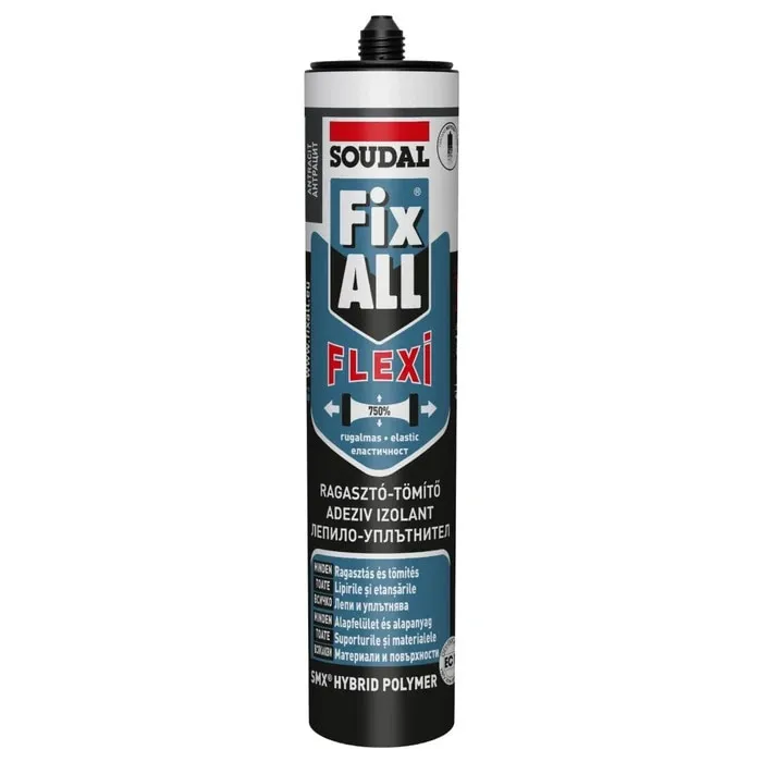 Adeziv / izolant de montaj pentru constructii, Fix All Flexi Soudal, aplicare cu pistol, interior / exterior, gri antracit, 290 ml