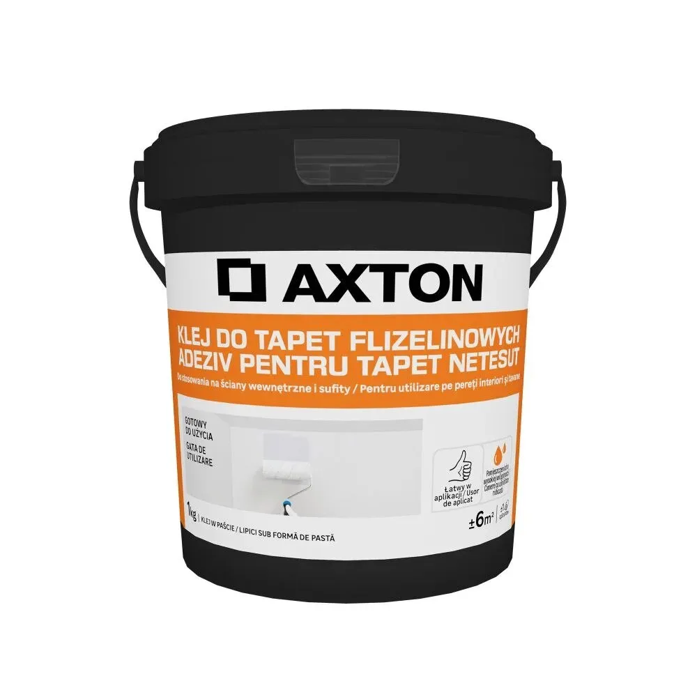 Adeziv pasta pentru tapet netesut, Axton, 1 kg, recipient galeata