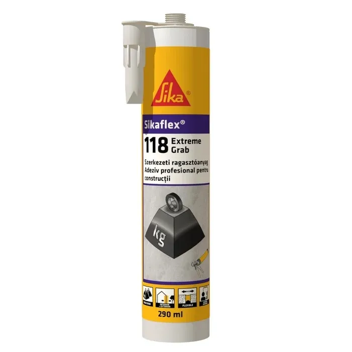 Adeziv pentru constructii, Sikaflex 118 - Extreme Grab, rezistent la apa, interior / exterior, 290 ml