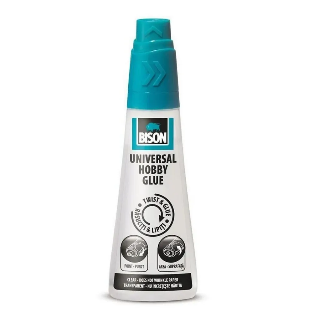 Adeziv pentru suprafete multiple, Bison Universal Hobby, interior / exterior, transparent, 95 ml
