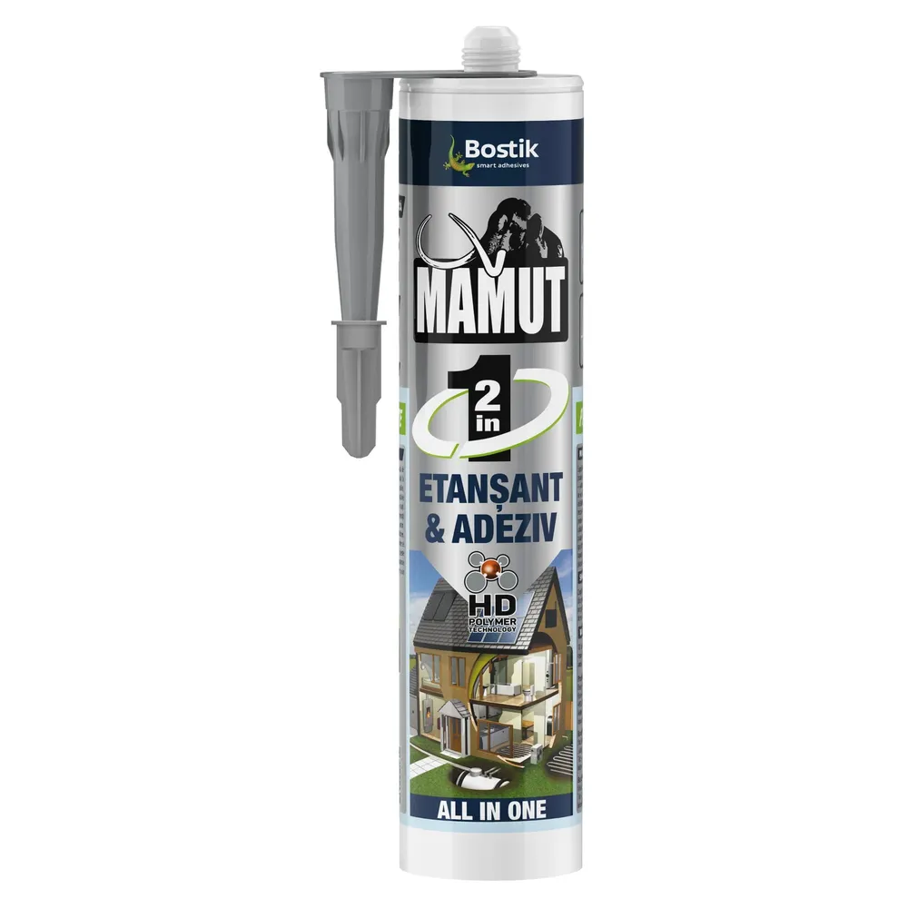 Adeziv pentru suprafete multiple, flexibil, Mamut Universal 2 in 1, interior / exterior, gri, 290 ml