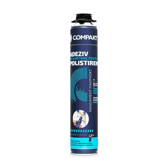 Adeziv poliuretanic pentru polistiren Compakt, aplicare cu pistol, interior / exterior, 750 ml