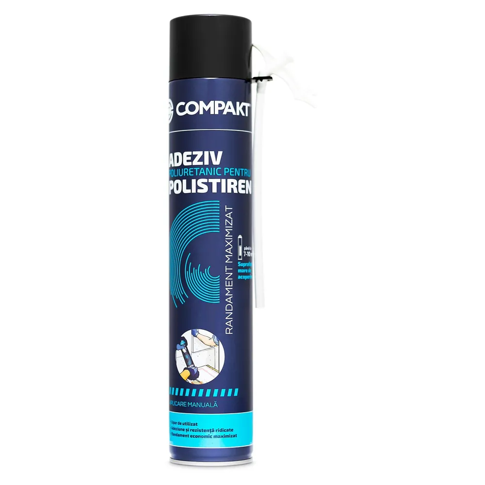 Adeziv poliuretanic pentru polistiren Compakt, aplicare manuala, interior / exterior, 750 ml
