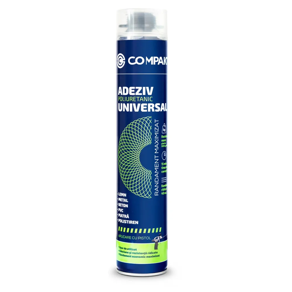 Adeziv poliuretanic universal, Compakt, aplicare cu pistol, 750 ml