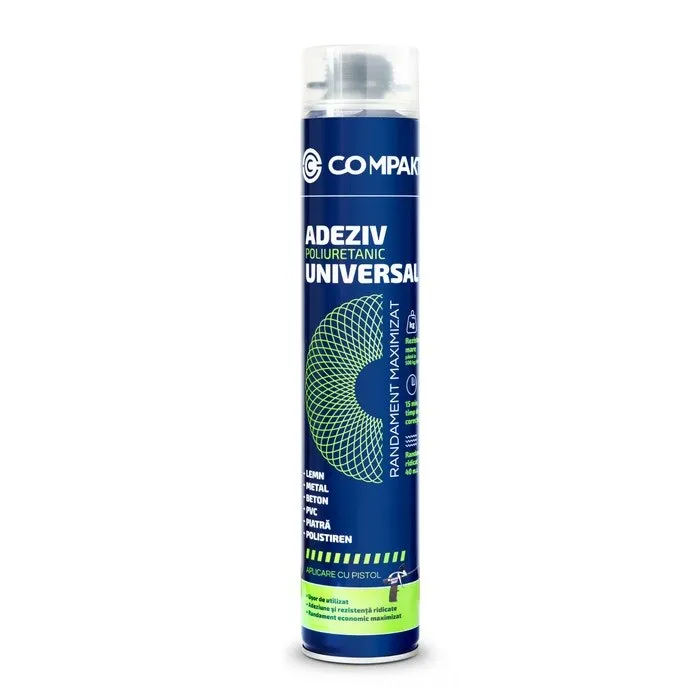 Adeziv poliuretanic universal, Compakt, aplicare cu pistol, 750 ml