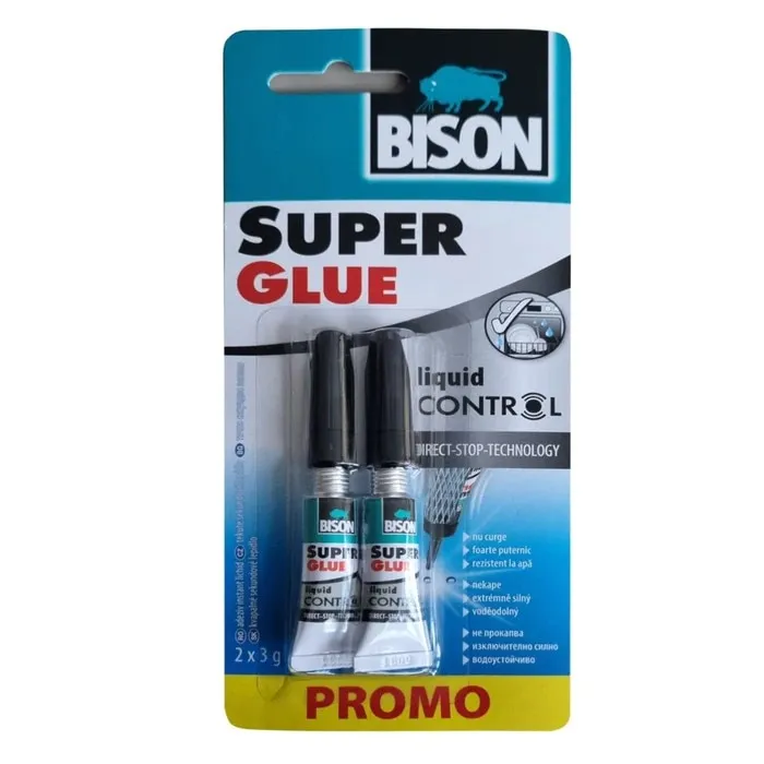 Adeziv universal, Bison Super Glue Control, transparent, 2 x 3 g