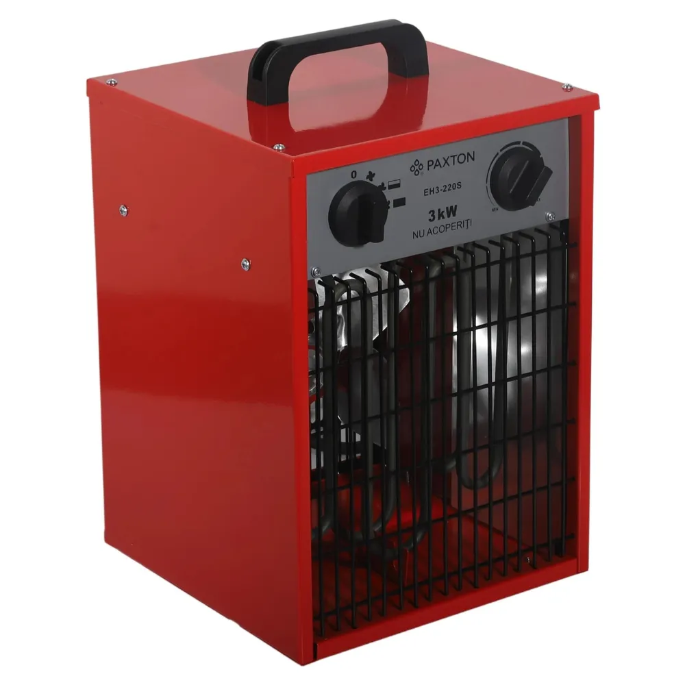 Aeroterma aer cald / rece, electrica, Paxton EH3-220S, 2 trepte, 3 kW, IPX4, termostat, protectie la supraincalzire, 270 x 255 x 400 mm, 230 V