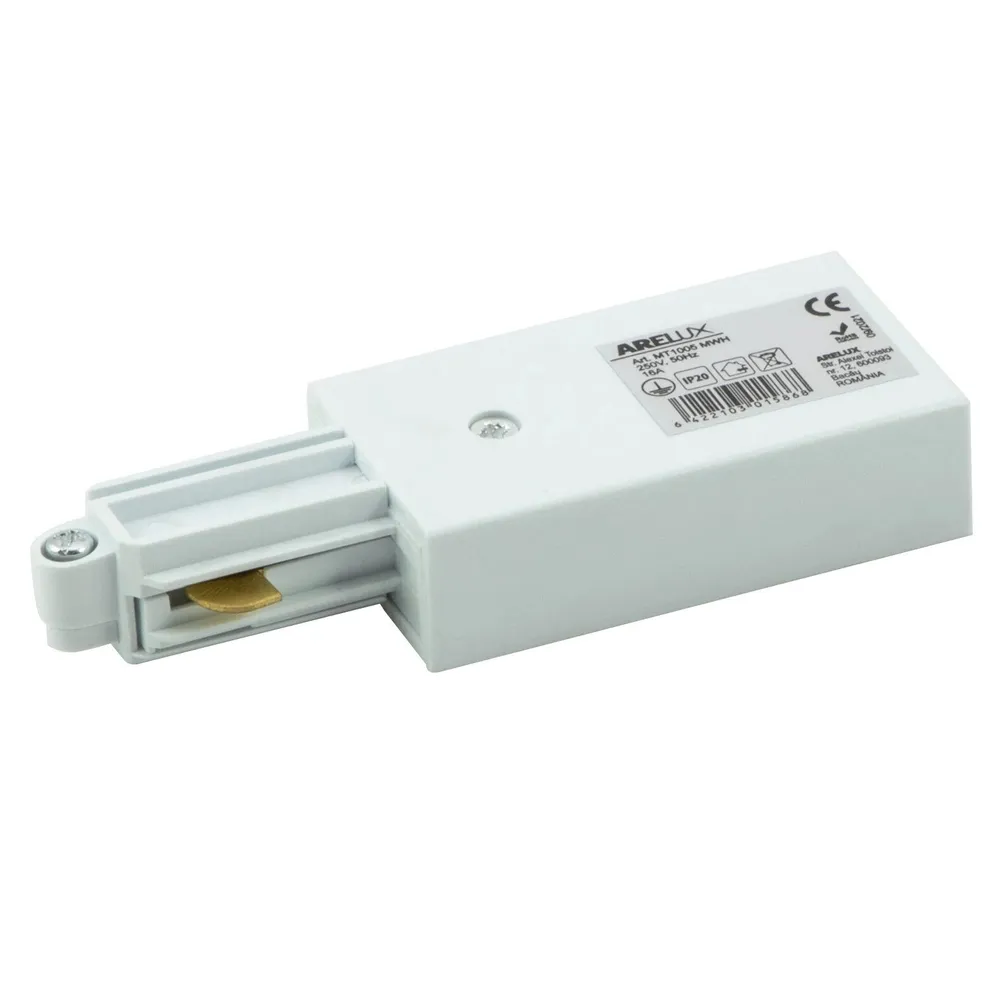Alimentator Arelux MT1005 MWH, dreapta, 1 circuit, 250 V / 16 A, alb mat