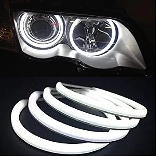 Angel Eyes COTTON compatibil BMW E90 fara lupa. Lumina: alba DRL + semnalizare galbena — imaginea 2