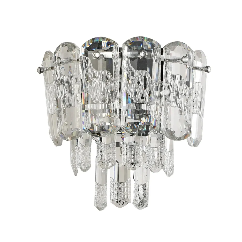 Aplica Glamour KL101072, metal cromat, abajur sticla transparenta, 23x25x14cm