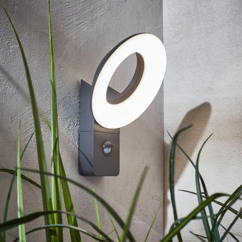 Aplica LED Quito, 1850 lumeni, 4000 K, IP54, senzor miscare, gri
