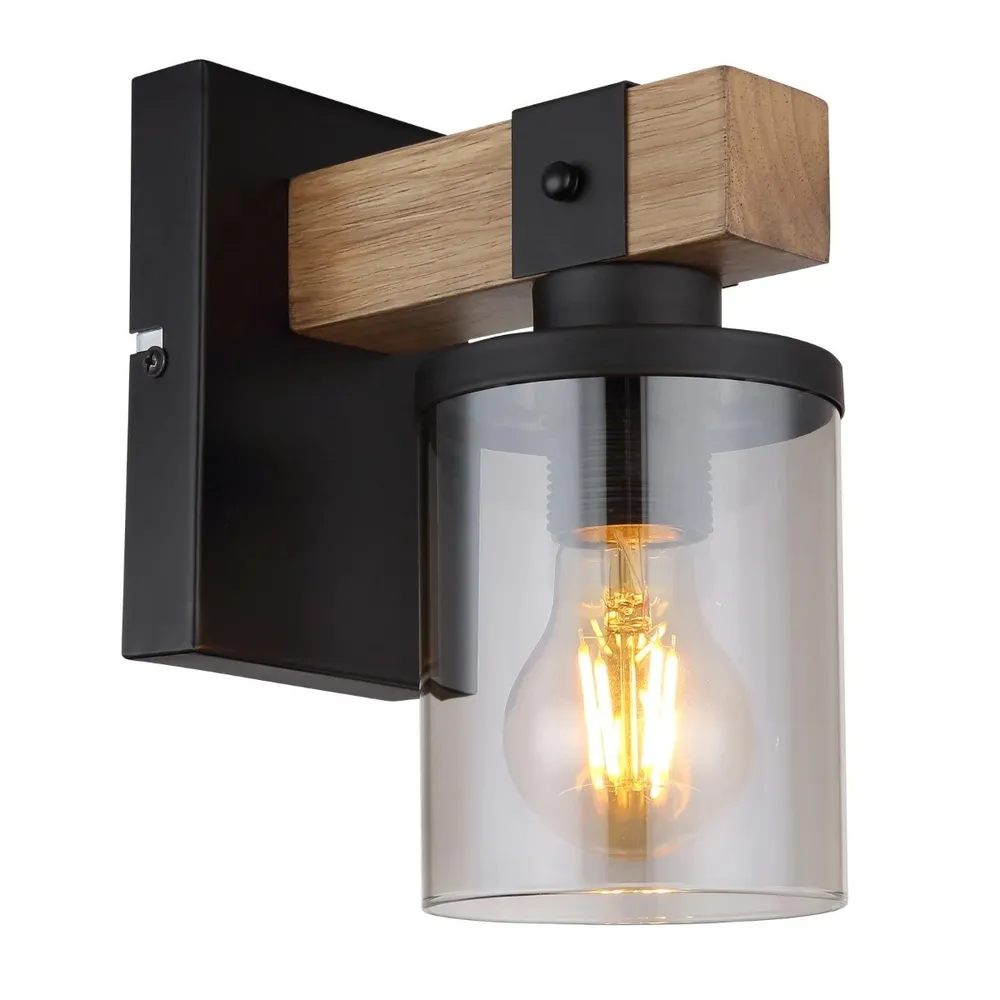 Aplica Lila, neagra + lemn, 100x225x100mm, E27, interior