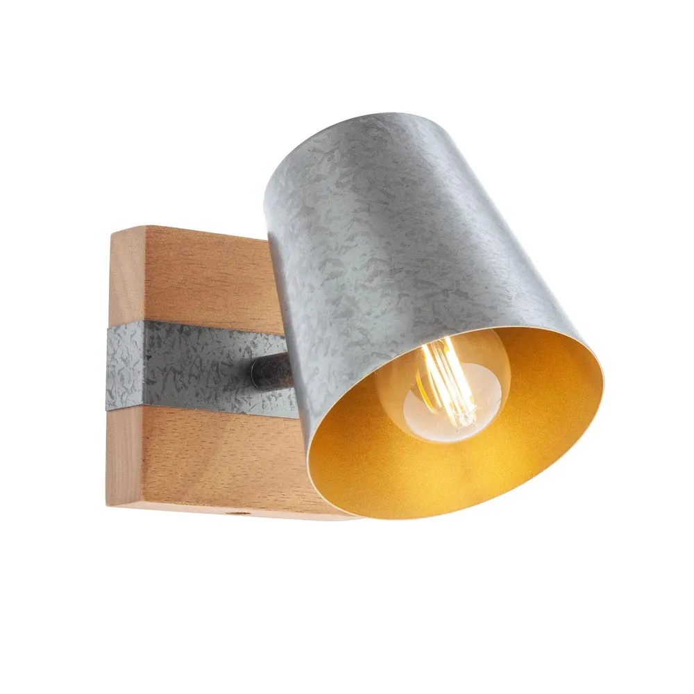 Aplica Oaker 01-3494, 1 x E14, lemn natur + argintiu, rustic