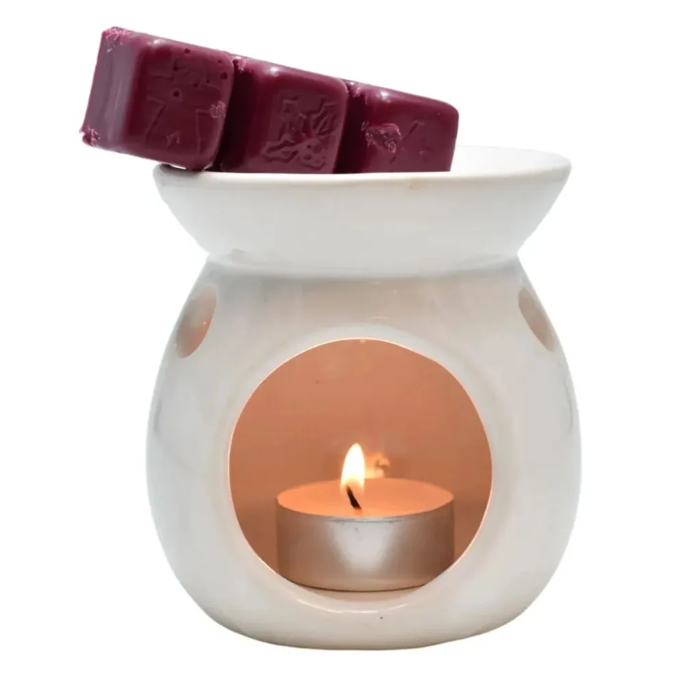 Aromatizor si ceara parfumata Enjoy, Aroma Land, ceramica, alb, 10.5 x 19.5 cm