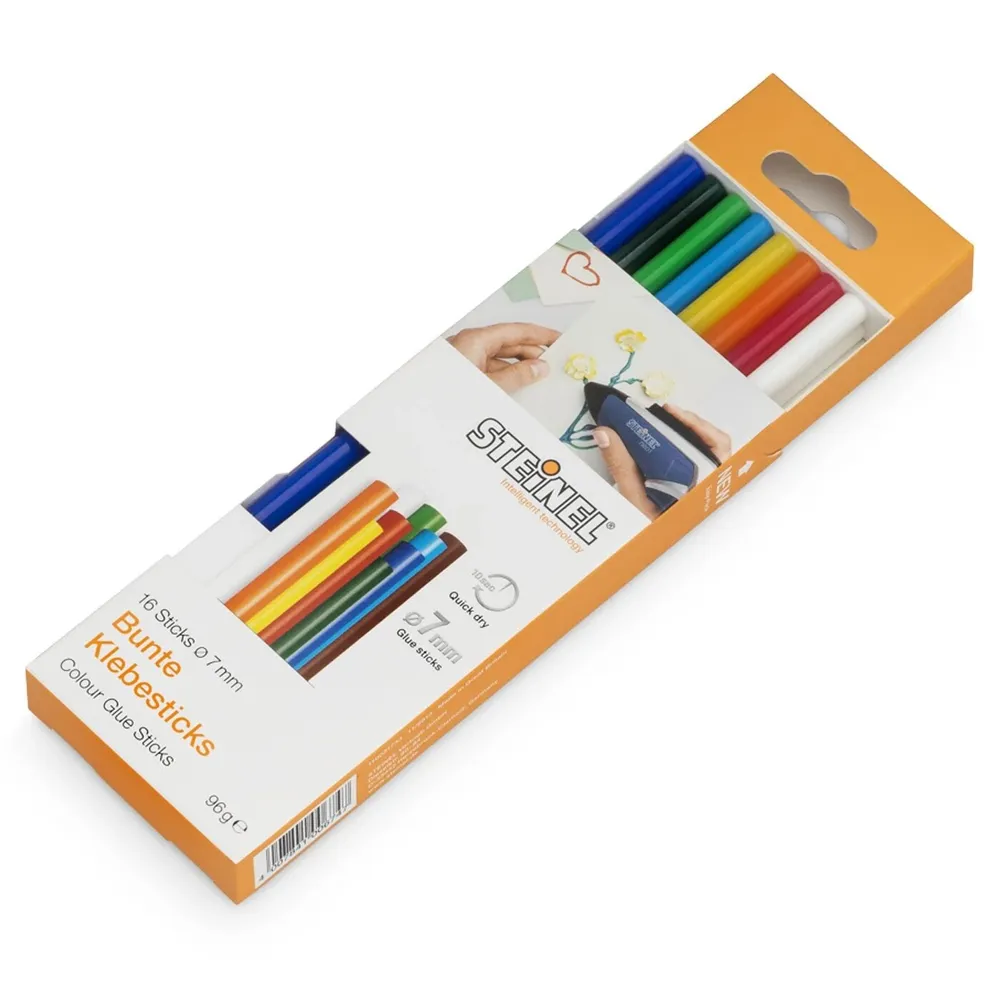 Baghete adeziv multicolor, pentru lipire, Steinel Color, 7 x 250 mm, set 16 bucati