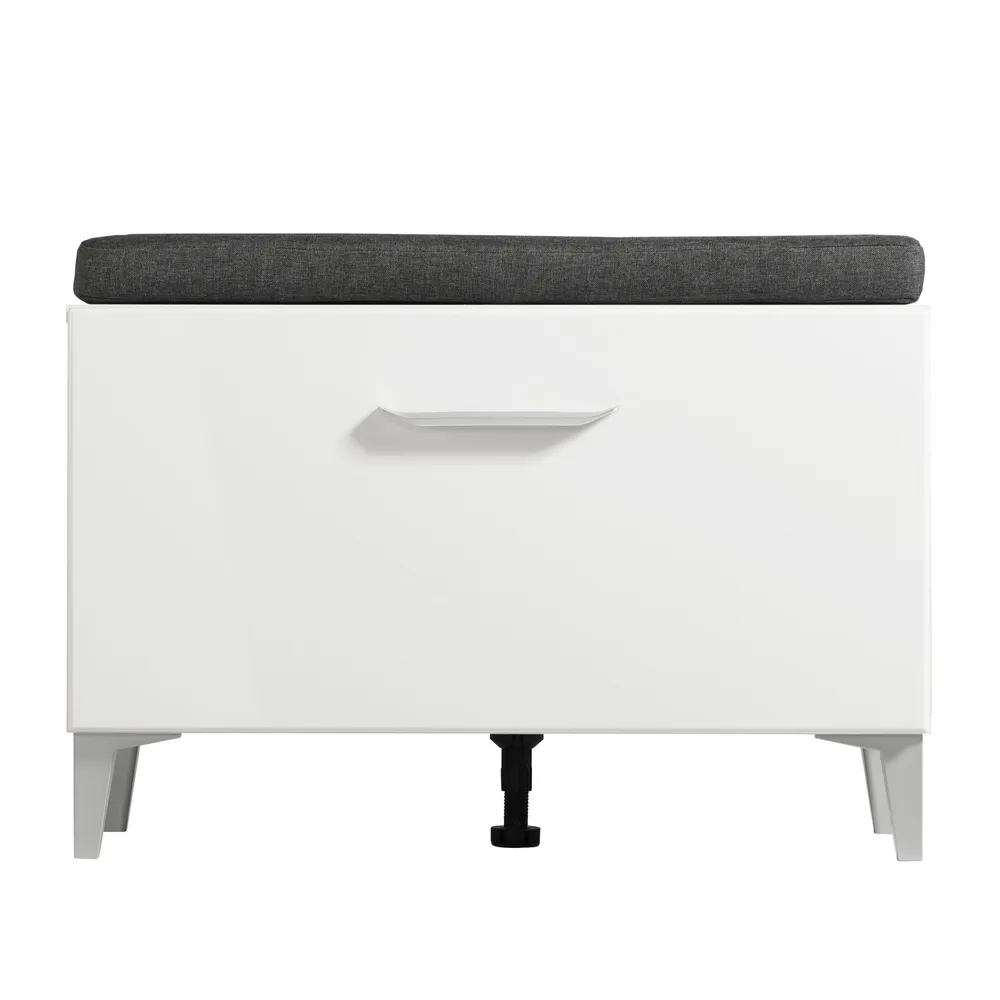 Bancheta hol MMB KOM, alb mat si folie lucioasa alba, 74.5 x 35 x 53 cm