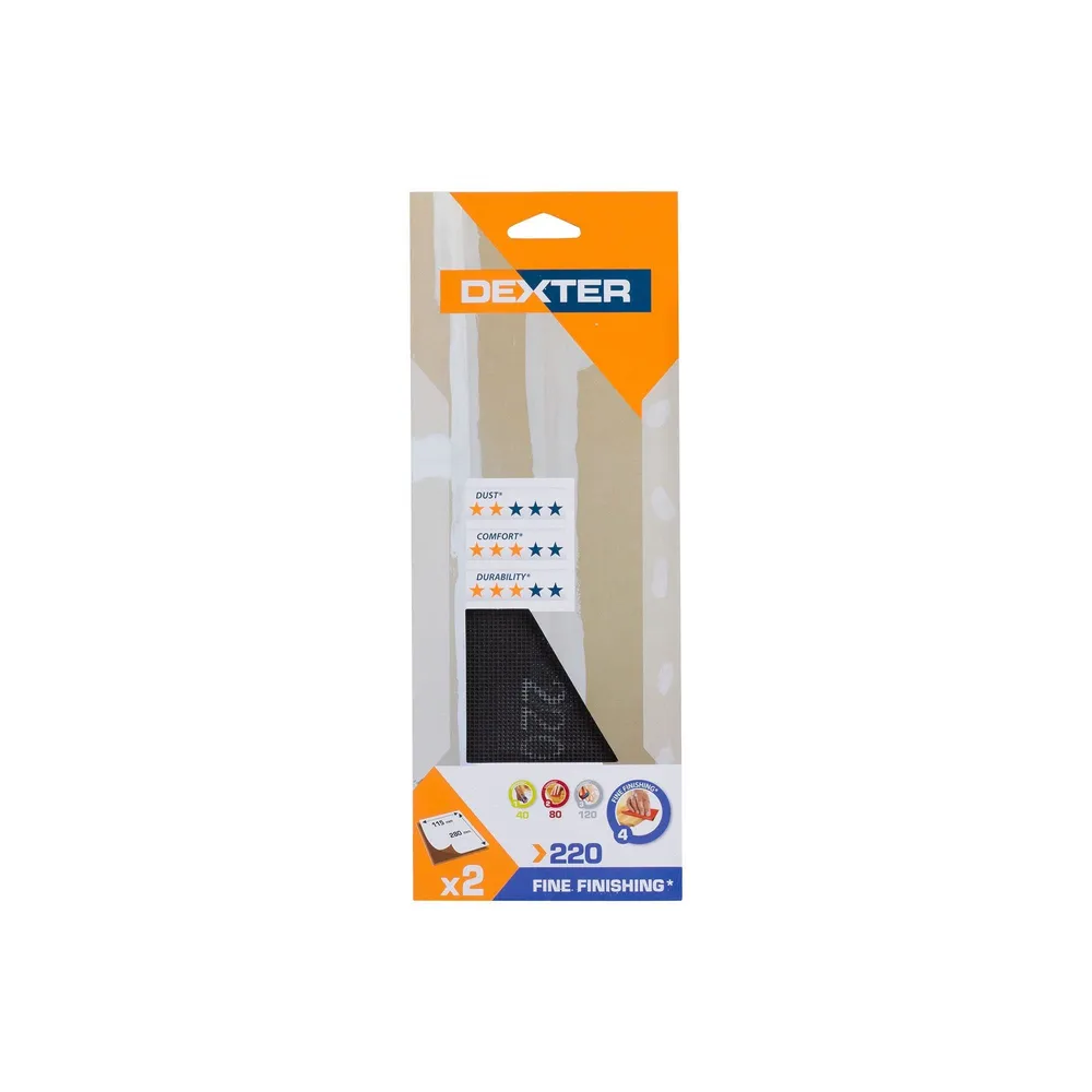 Banda abraziva Dexter, pentru slefuitor cu vibratii, 115 x 280 mm, granulatie 220 (set 2 buc)