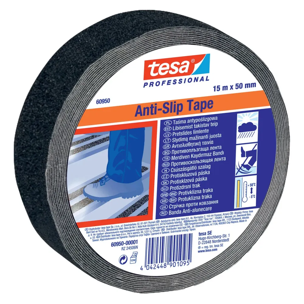 Banda adeziva antialunecare, tesa 60950, 15 m x 50 mm