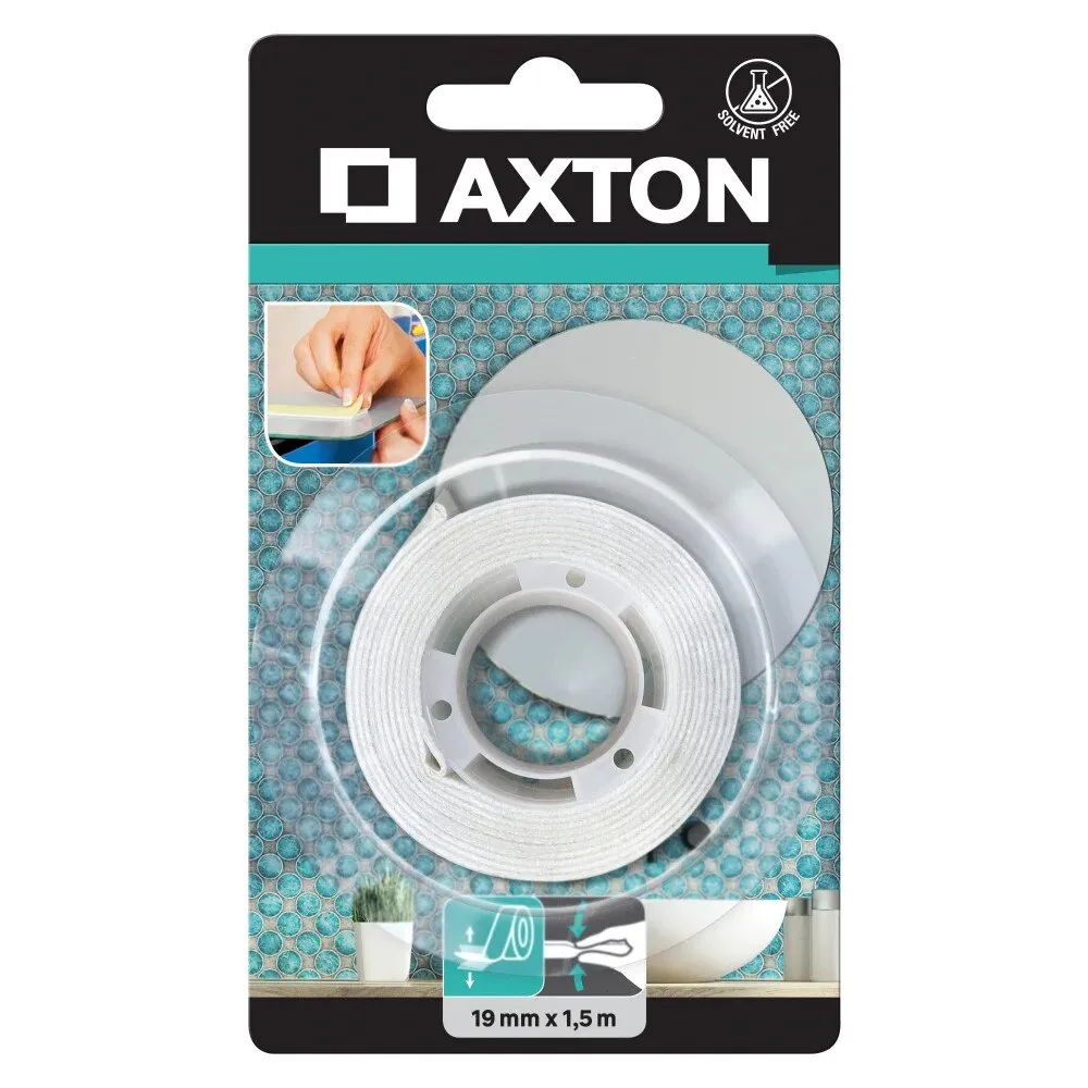 Banda adeziva Axton, 19mm x 1.5m, transparent