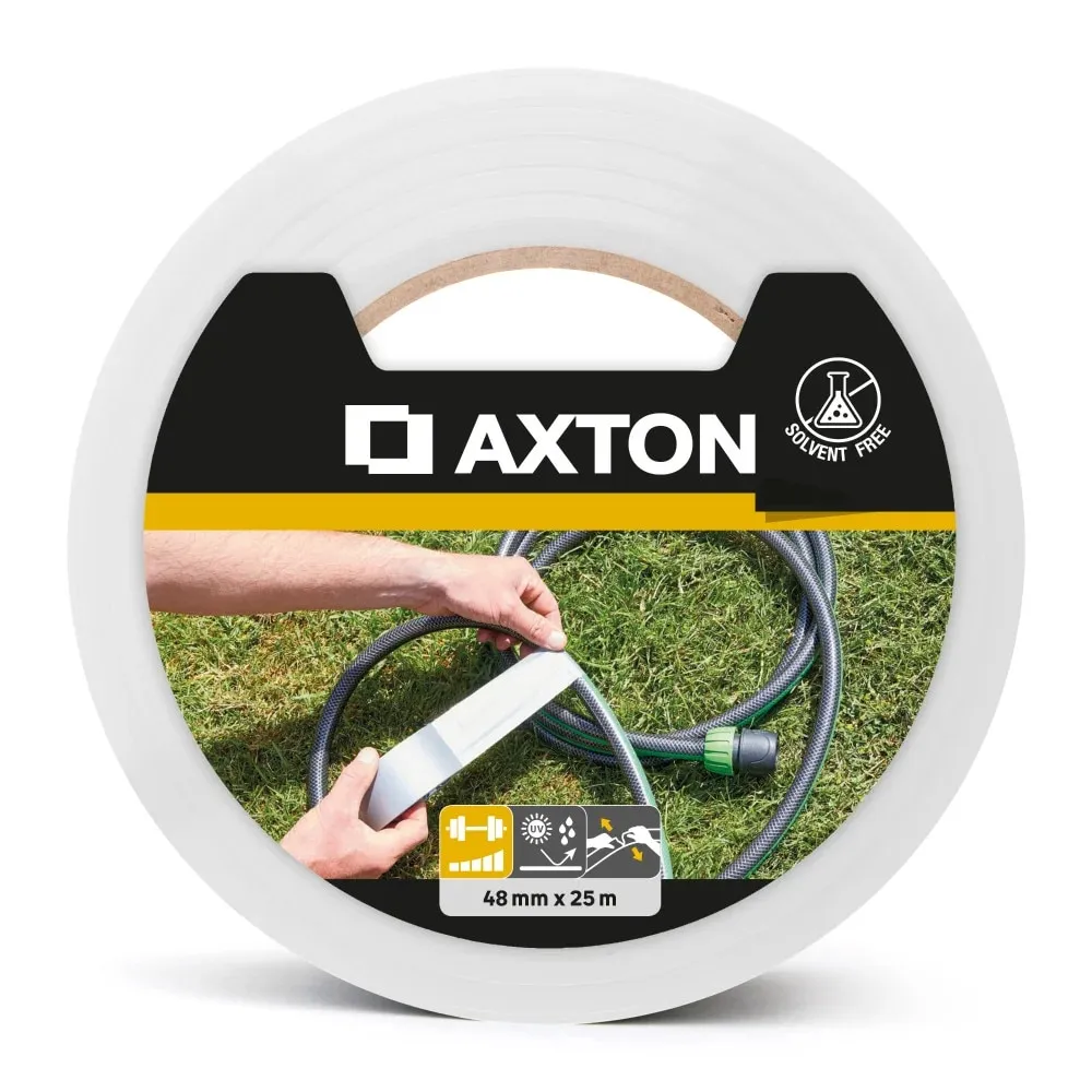 Banda adeziva Axton, 48mm x 25m, alb, rezistenta la apa si UV