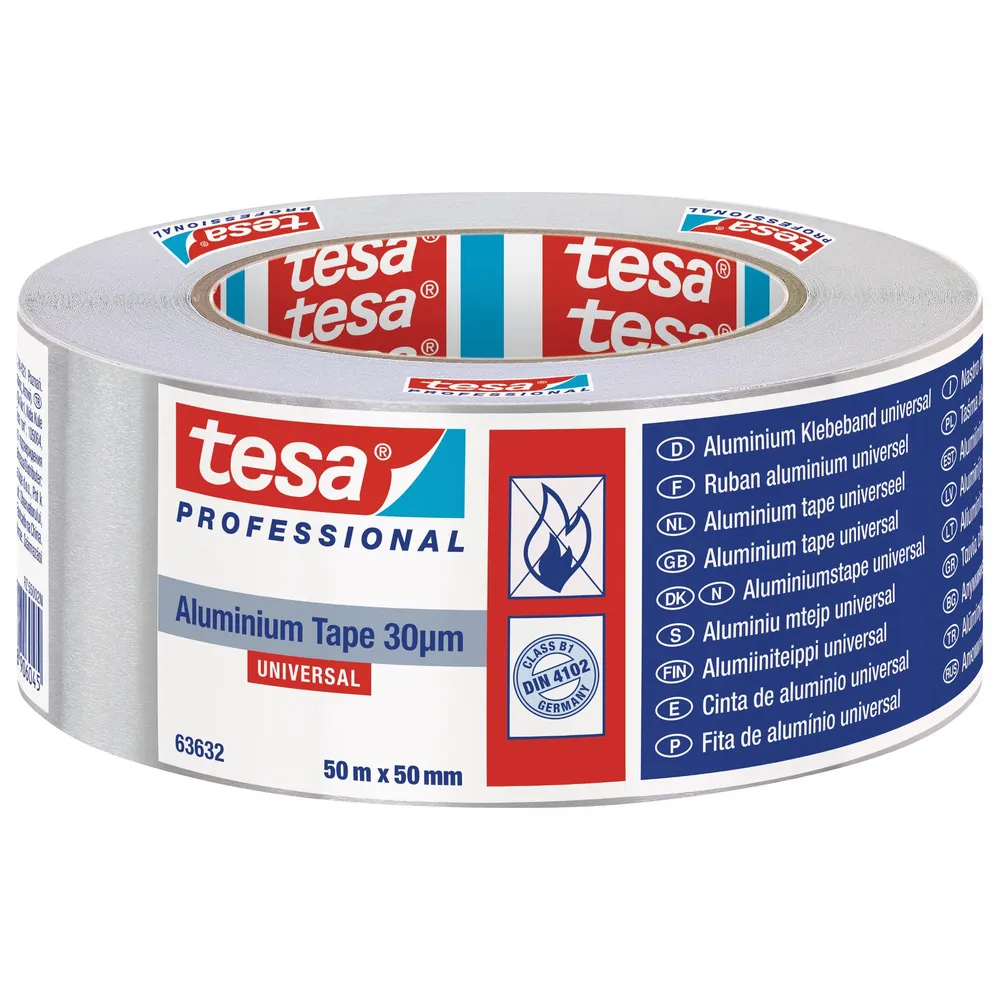 Banda adeziva pentru reparatii, tesa 63632, aluminiu, 50 m x 50 mm