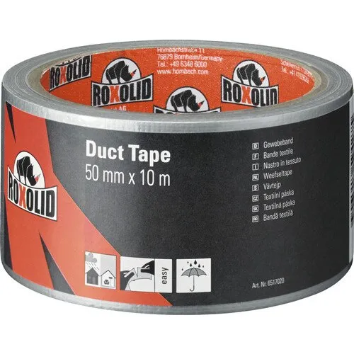 Banda adeziva ROXOLID argintie, 10m x 50mm, pentru reparare si manunchi