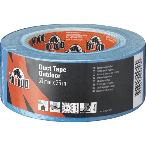 Banda adeziva ROXOLID pentru exterior, 50mm x 25m, albastru, rezistenta la UV