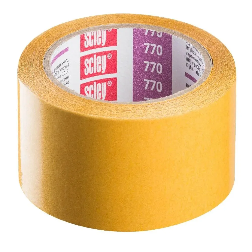 Banda adeziva Scley, 48mm x 10m, galben, rezistenta la umiditate