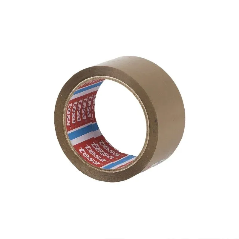 Banda adeziva Tesa Basic, 50mm x 66m, maro, fara solventi, rezistenta UV
