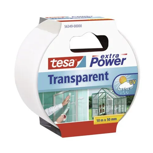 Banda adeziva Tesa Extra Power Transparent 10m x 50mm, rezistenta la apa si intemperii