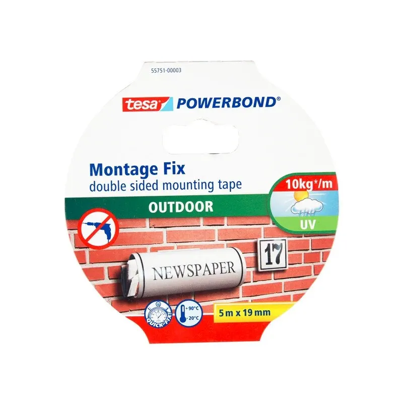 Banda adeziva Tesa, montaj exterior, transparent, 19mm x 5m