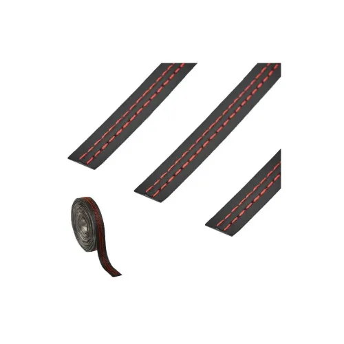Banda autoadeziva imitatie piele neagra cu cusaturi diverse 2m — imaginea 5