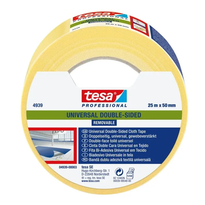Banda dublu adeziva pentru fixare, tesa 4939, 25 m x 50 mm