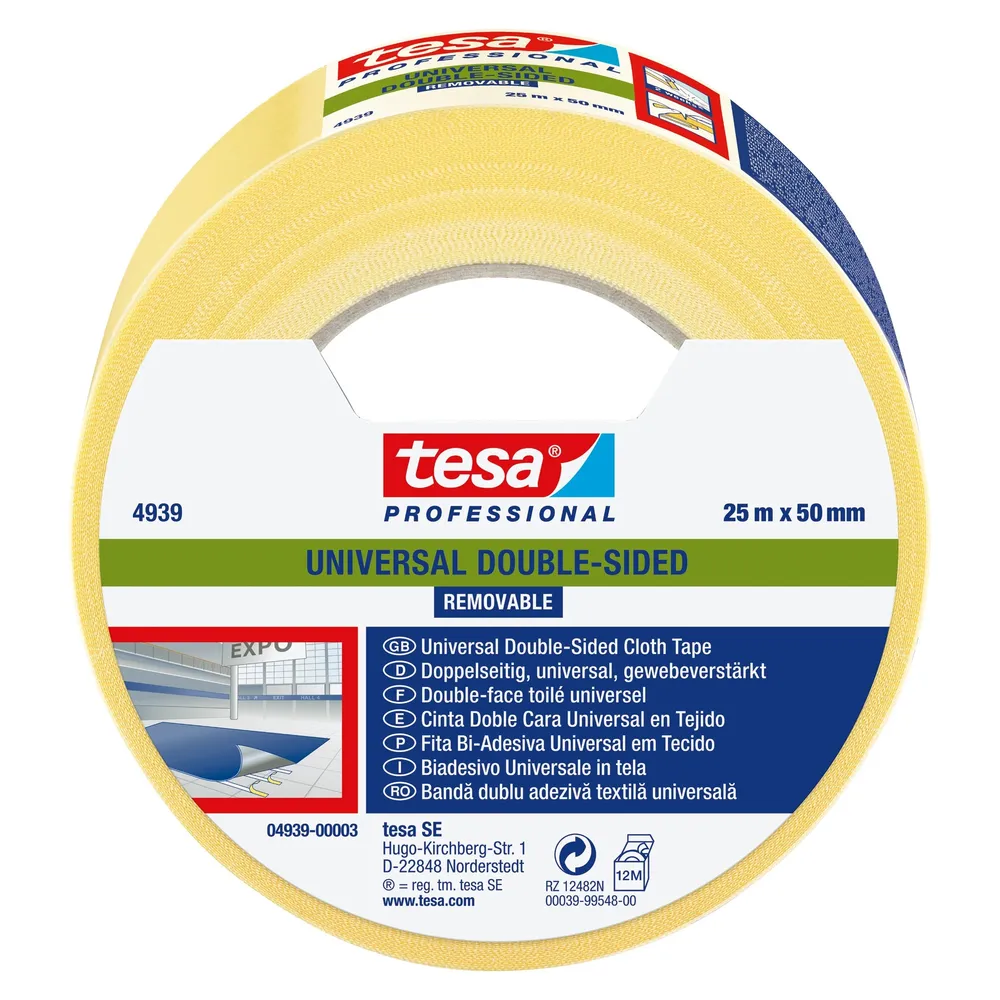 Banda dublu adeziva pentru fixare, tesa 4939, 25 m x 50 mm