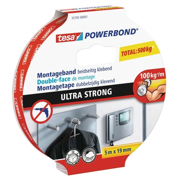 Banda dublu adeziva pentru fixare, tesa 55792, 5 m x 19 mm