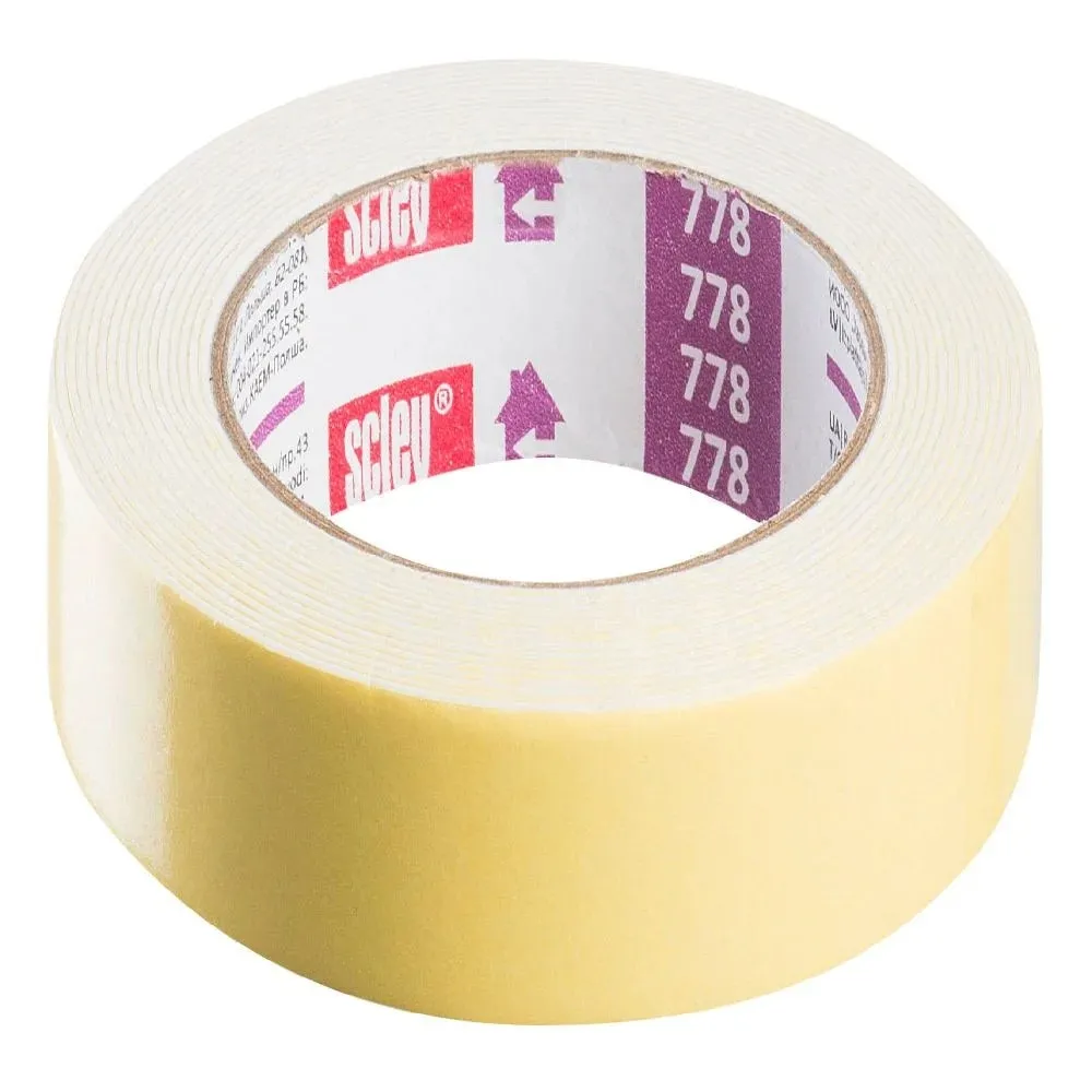 Banda dublu adeziva Scley, 25 mm x 5 m, bej