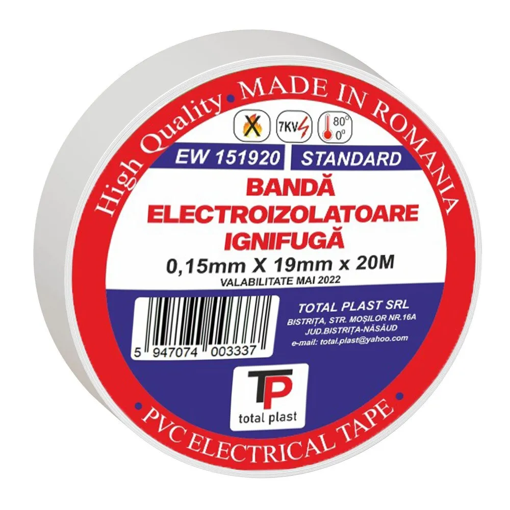 Banda electroizolatoare PVC, alb, 1 bucata