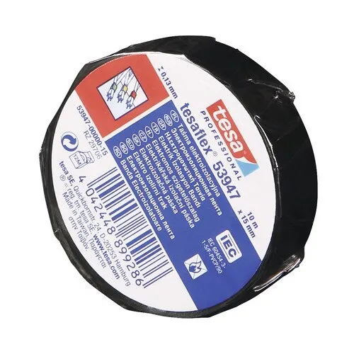 Banda electroizolatoare Tesa 15mm x 10m, PVC, neagra
