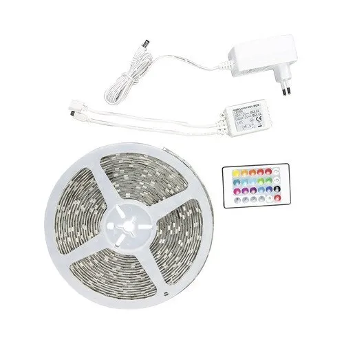 Banda LED 10m 24W, lumina RGB, incl. telecomanda & alimentator